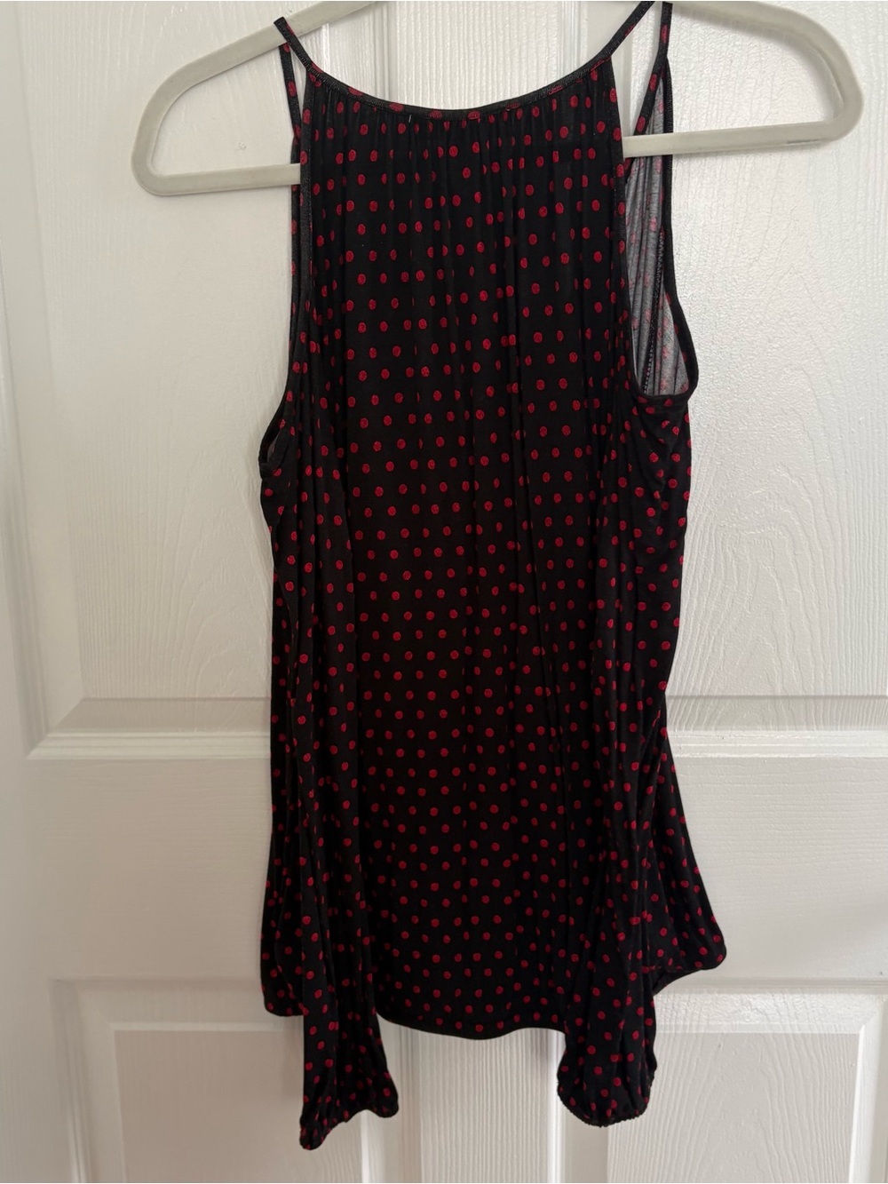 Michael Kors Black & Red Polka Dot Cold Shoulder Top - Picture 6 of 7